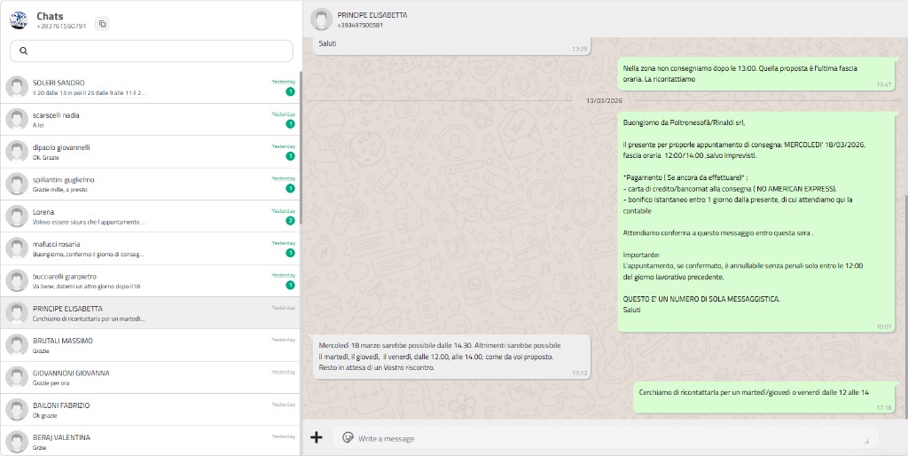 WhatsApp desktop chat interface - Chat API